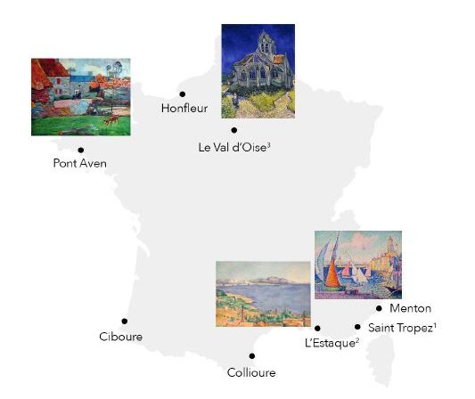 Carte de France impressionnistes